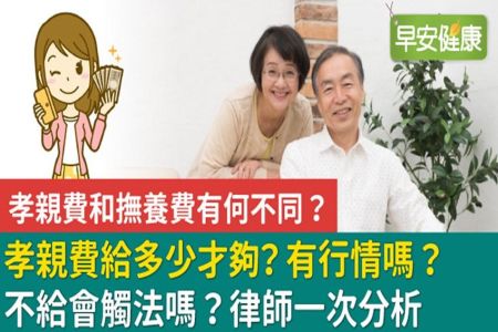 《早安健康-蘇家宏律師》孝親費給多少才夠？有行情嗎？不給會觸法嗎？律師一次分析