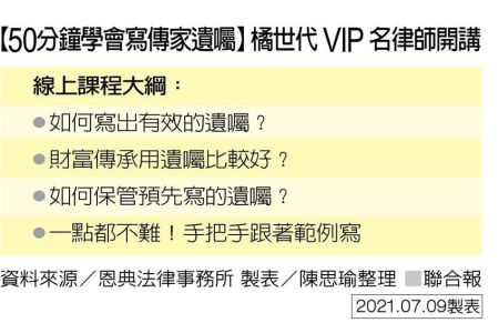 《橘世代-蘇家宏律師》寫出愛的有效遺囑 律師線上開課